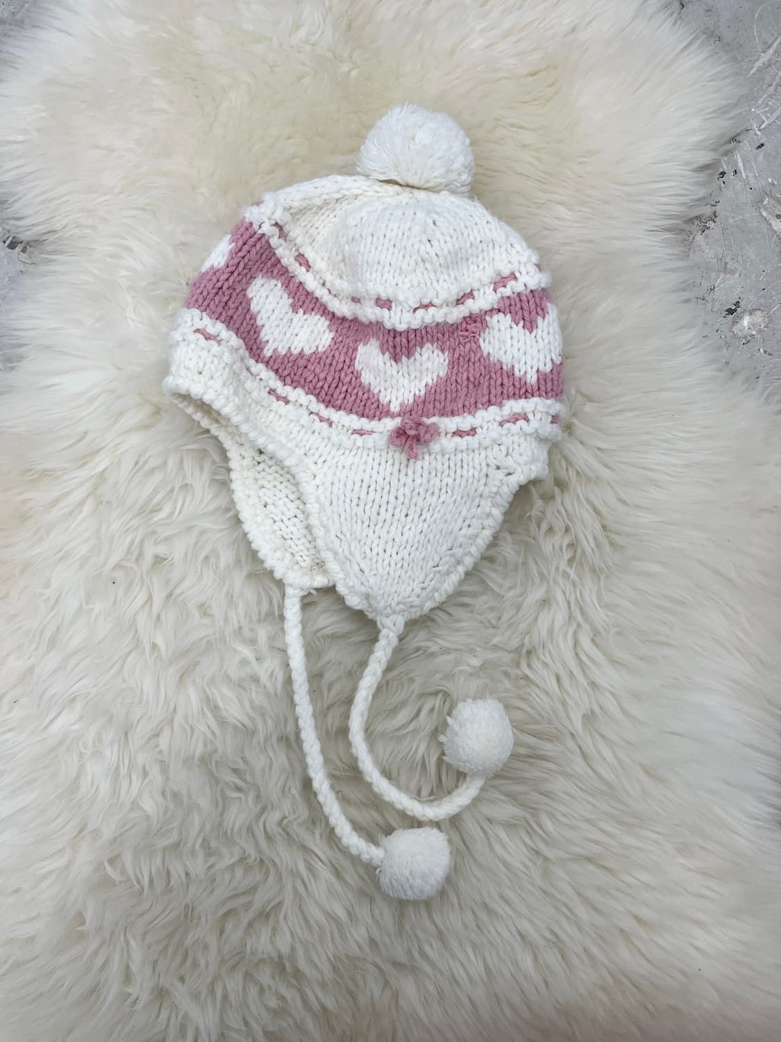 러블리 하트 리본 이어플랩 방울 비니 상품이미지2