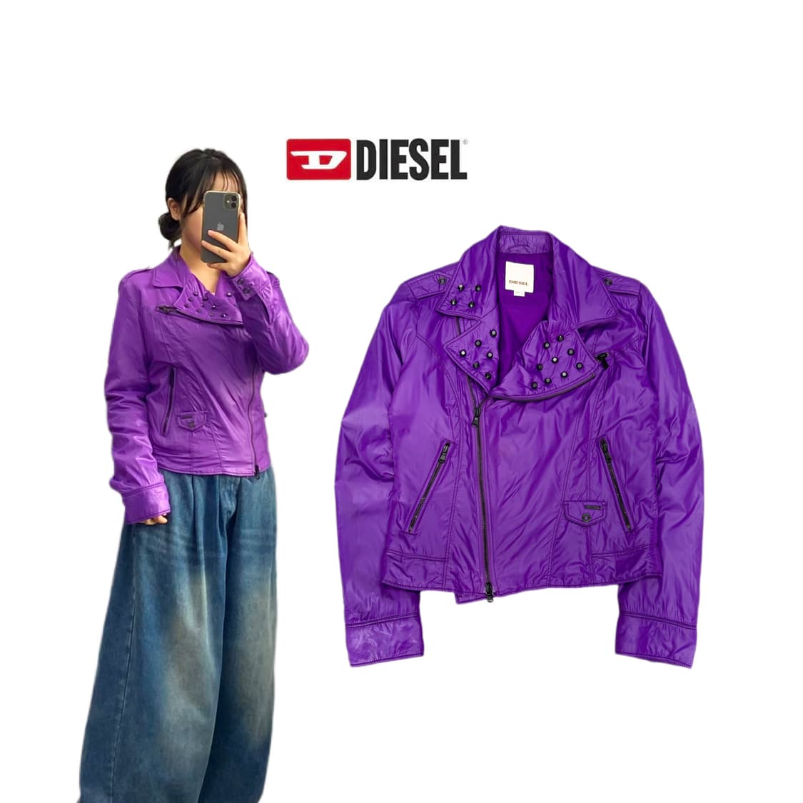 디젤 바이커 유광 퍼플 바람막이 자켓 상품이미지1