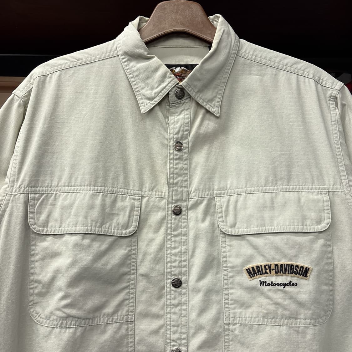 00s 할리데이비슨 플랩포켓 쉴드 스냅 립스탑 코튼 워크셔츠 N1180 상품이미지3