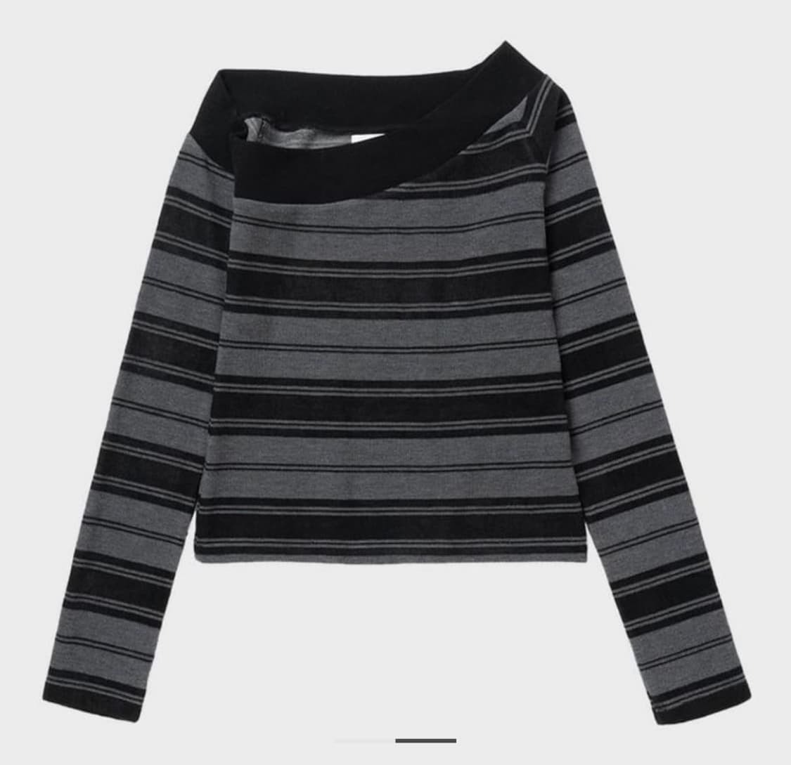 밀로우먼 원 숄더 스트라이프 티셔츠 상품이미지1