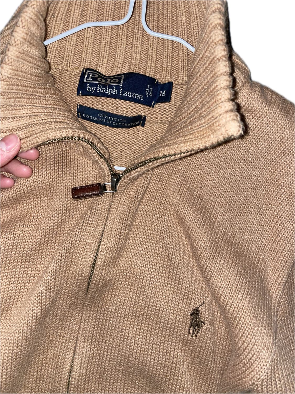 폴로 투웨이 베이지 니트 집업 상품이미지1