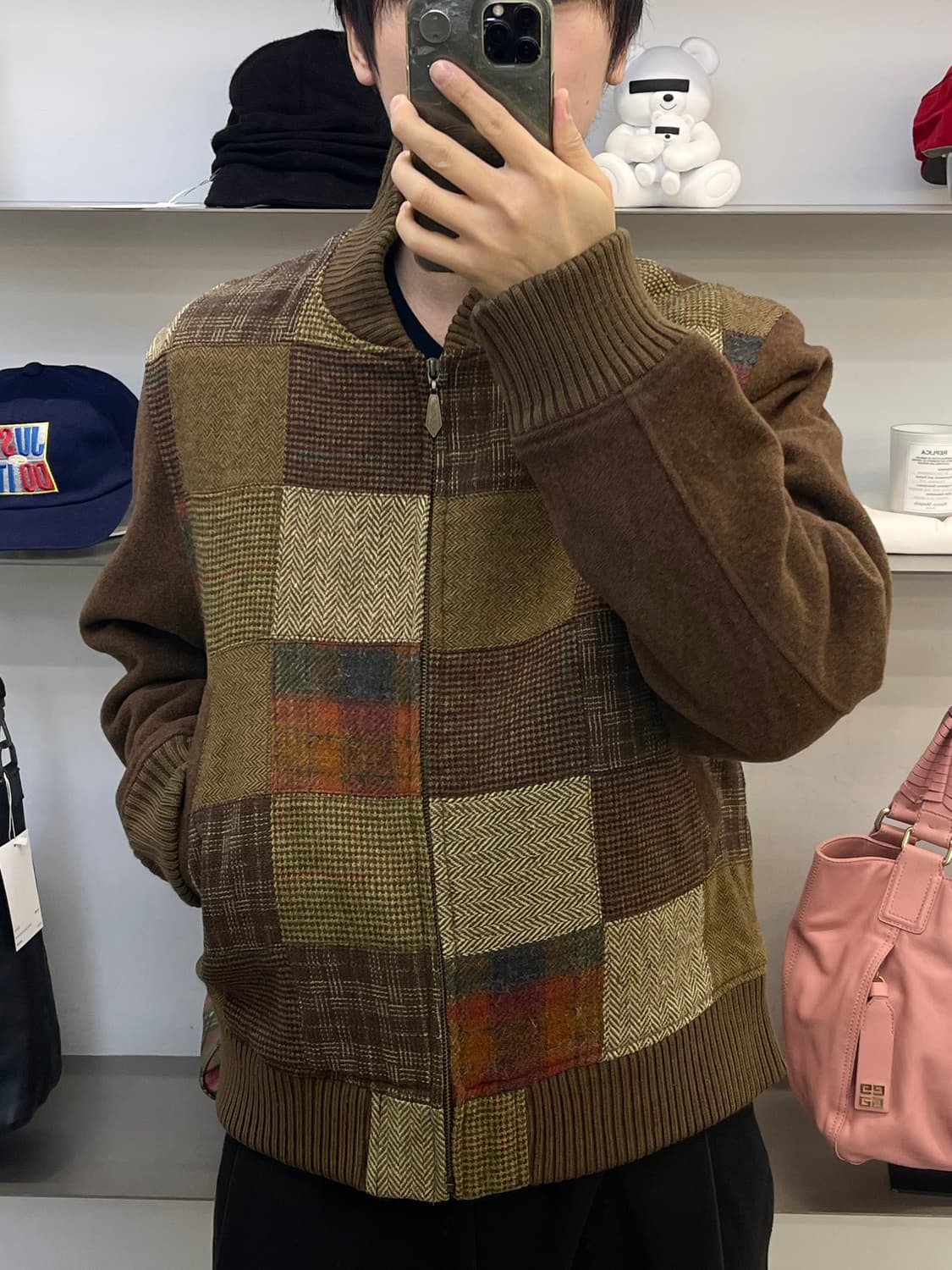 칼 헬무트 90s 체크 패치워크 울 자켓 상품이미지2