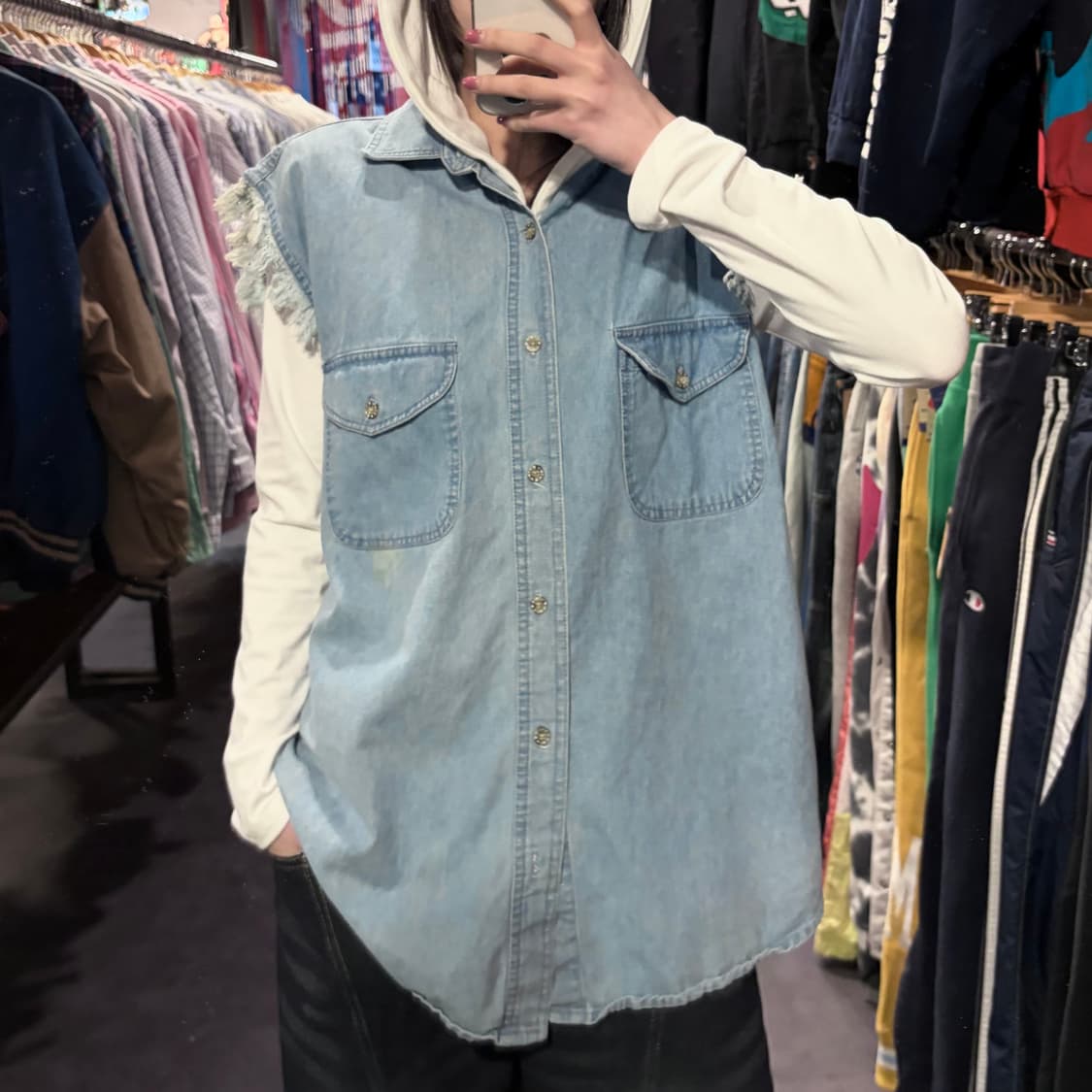  [IM] vtg 이글 프린팅 데님 베스트 상품이미지3