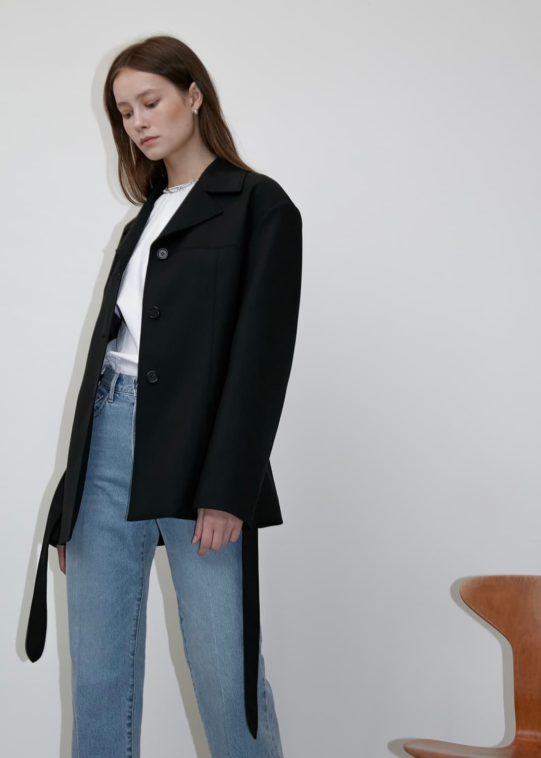 wide collar belted wool jacket 상품이미지6