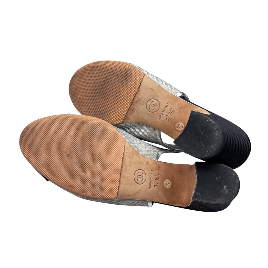 샤넬 37.5c 실버 블랙 슬링백 상품이미지7