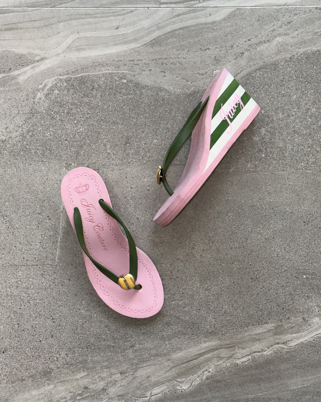 Juicy Couture pink green stripe apple 샌달 상품이미지1