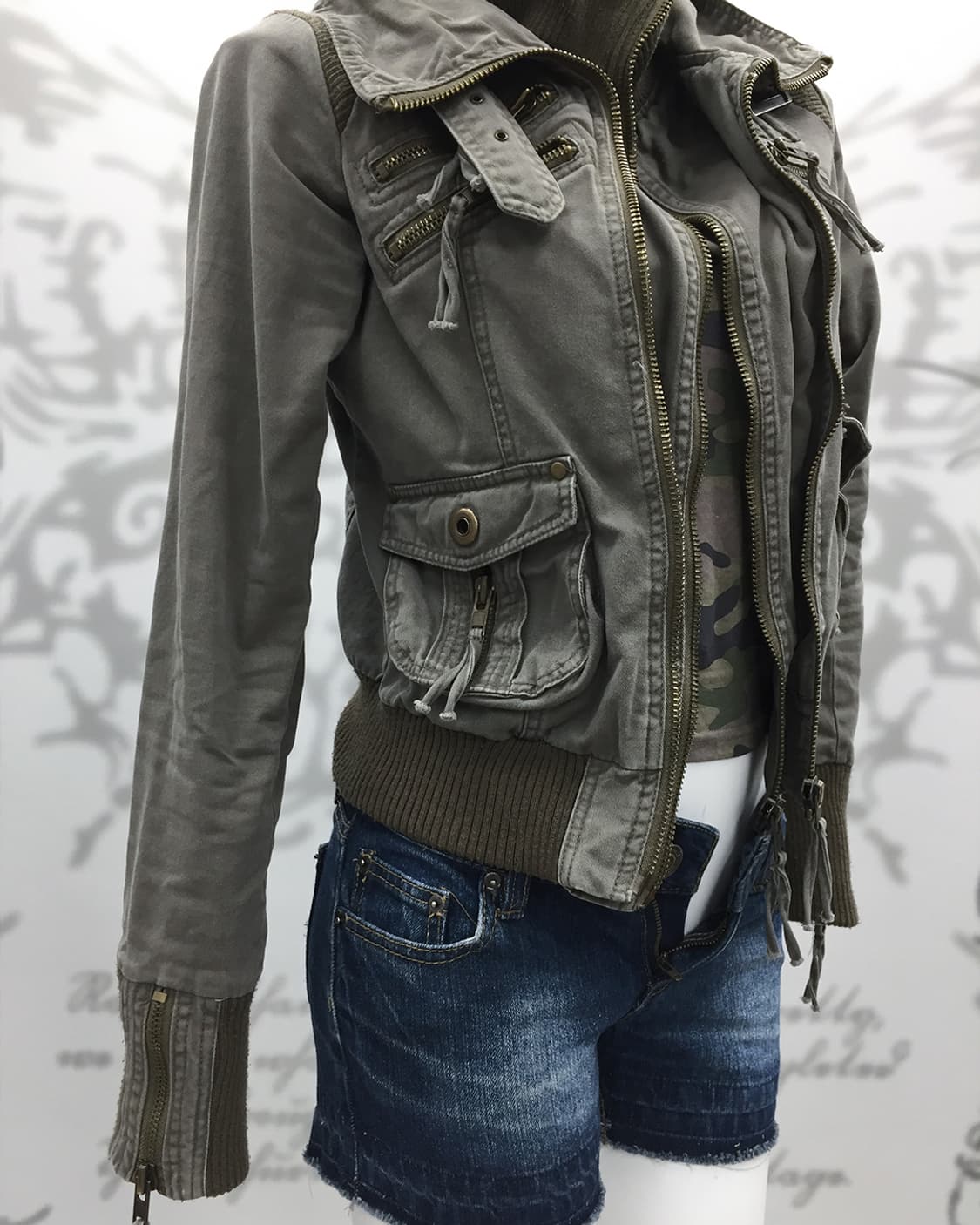 Y2K double zip grunge jacket 상품이미지3