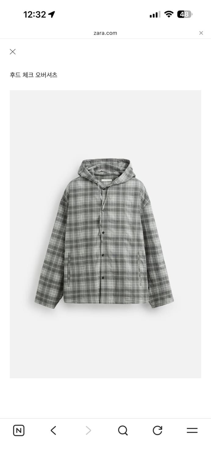 자라 후드체크 오버셔츠 m사이즈(100정도) 상품이미지1