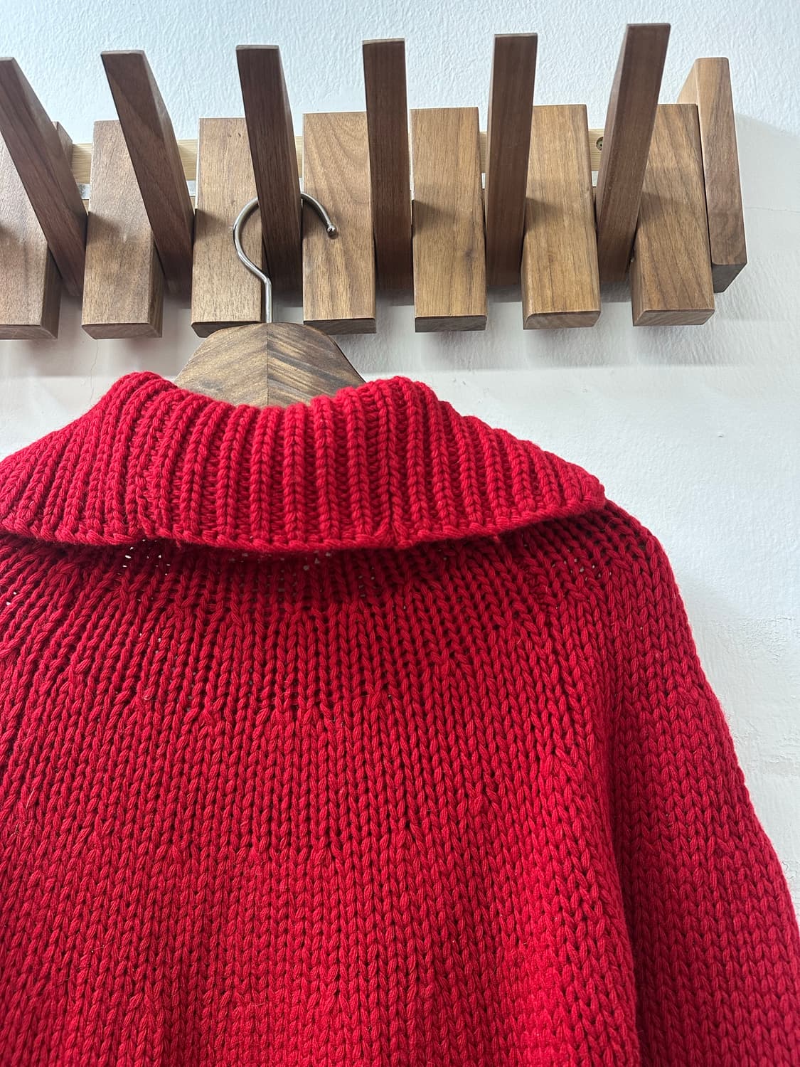 일본빈티지 OLIVE des OLIVE레드 울100% 니트 후드 풀오버 상품이미지6