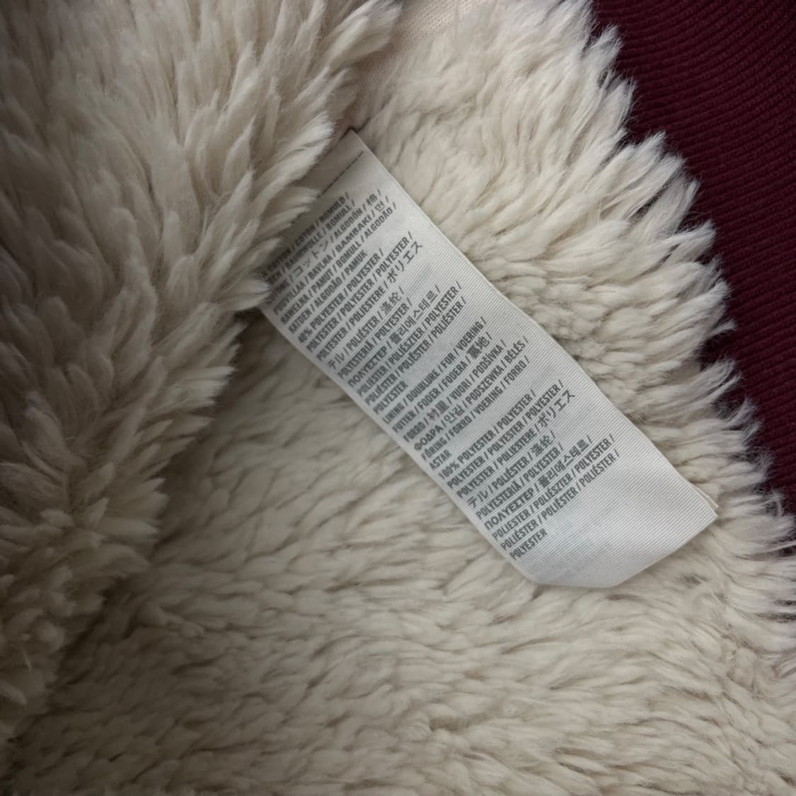 홀리스터 딱붙핏 버건디 양털 후드집업 XS 상품이미지6