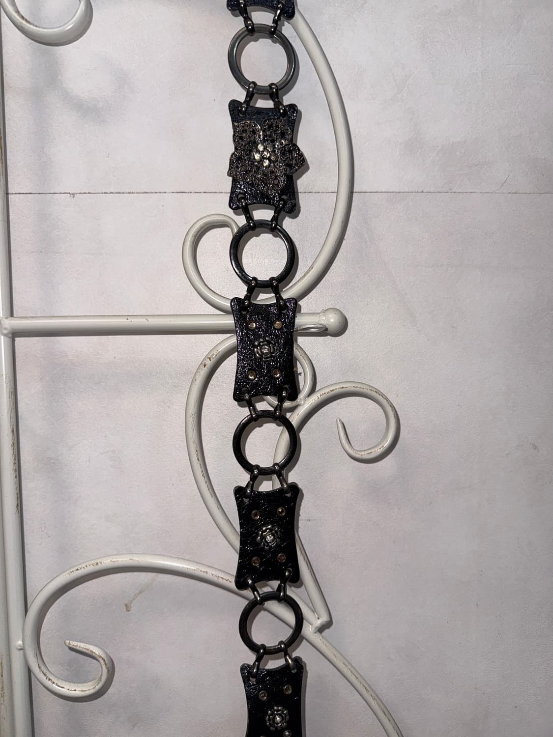 Black flower charm cubic chain belt 상품이미지5
