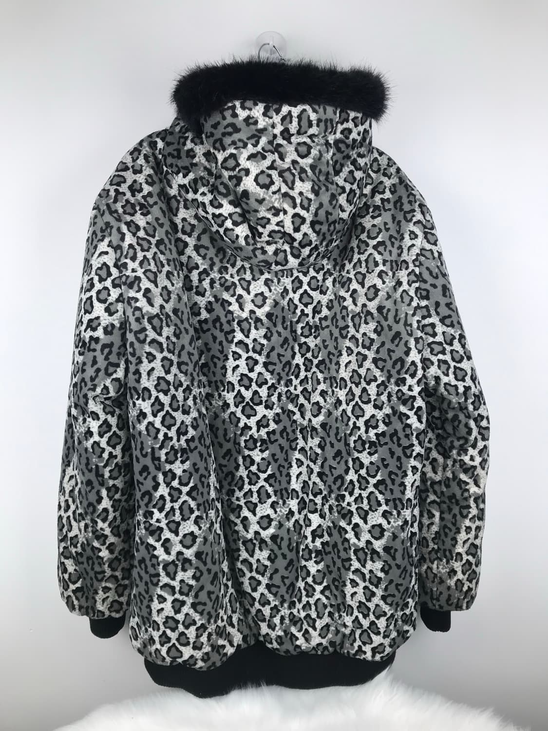 오네갸루 호피 레오파드 퍼자켓 양털 후드집업 패딩점퍼y2k 대재장급빈티지 상품이미지8