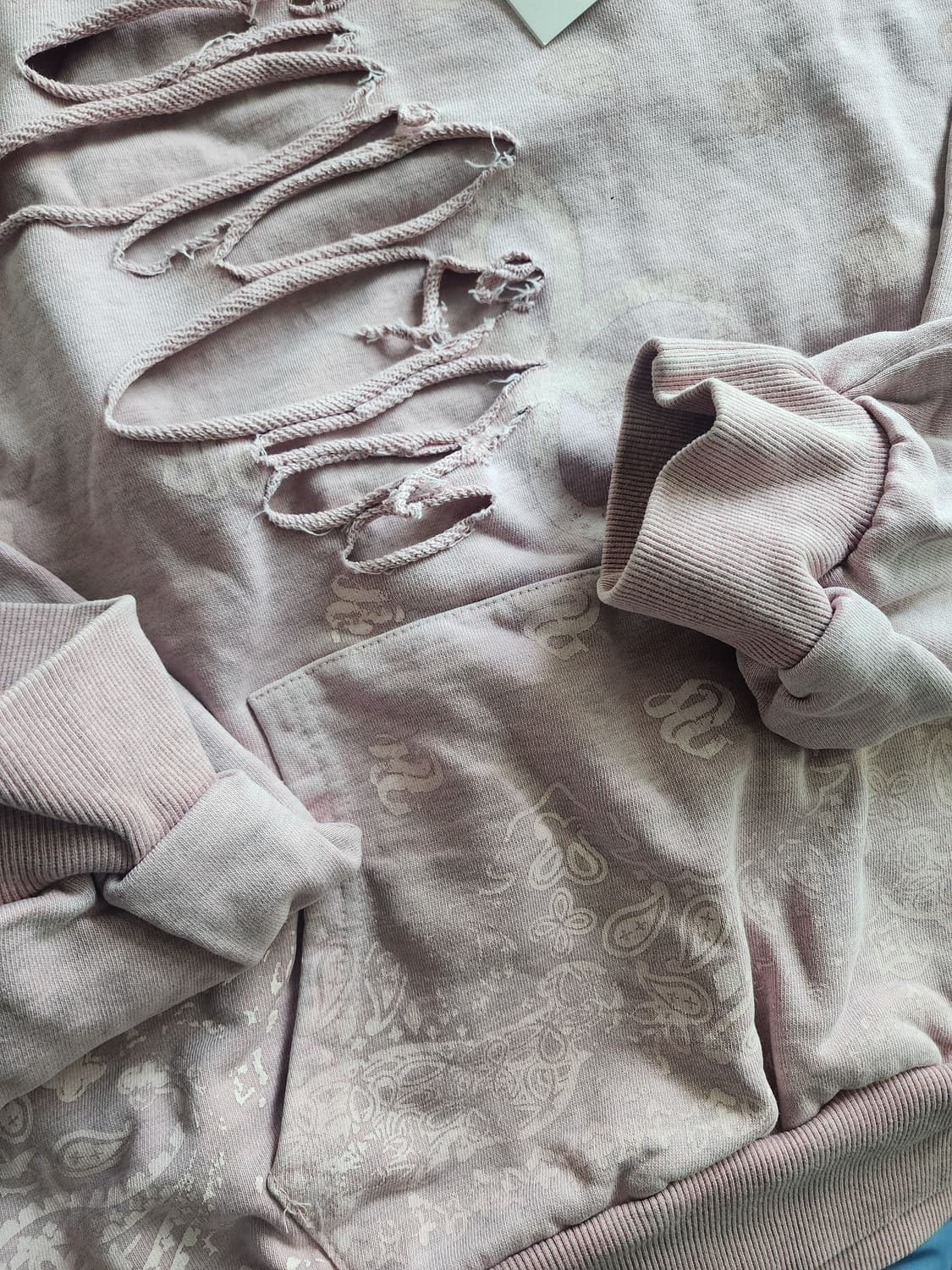 써저리 페이즐리 디스트로이드 후드 멜란지 핑크L 상품이미지3