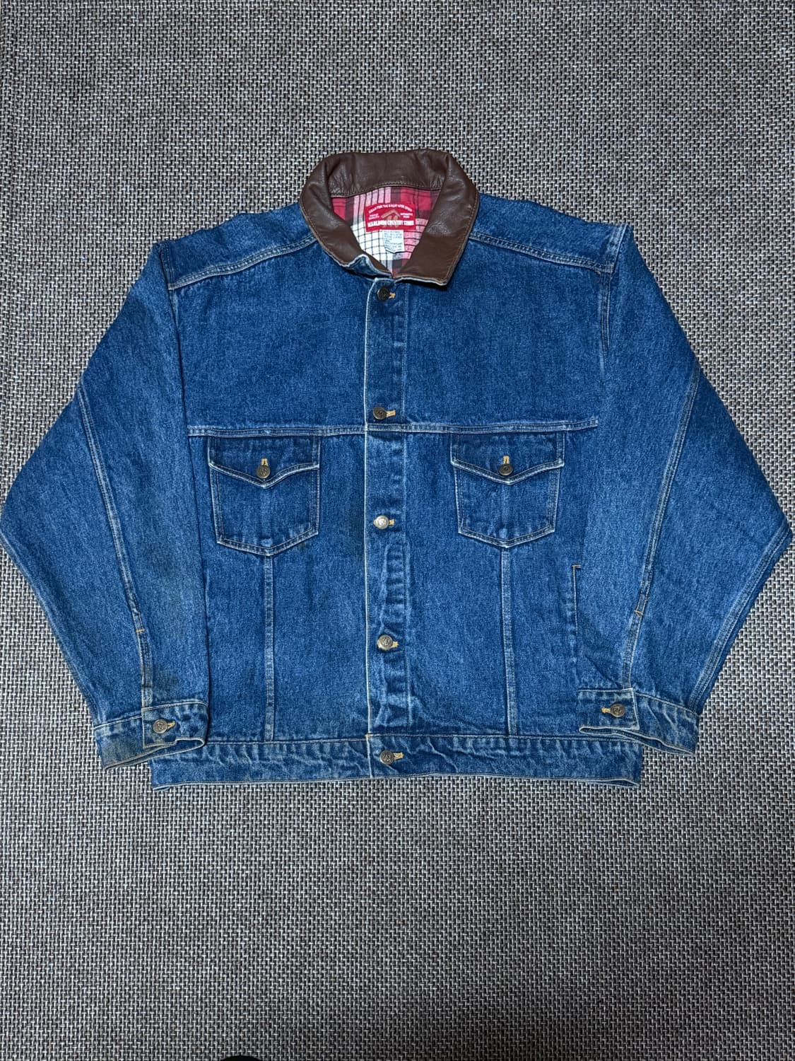 90s 말보로 컨트리 스토어 made in korea 레더넥 데님자켓 상품이미지1