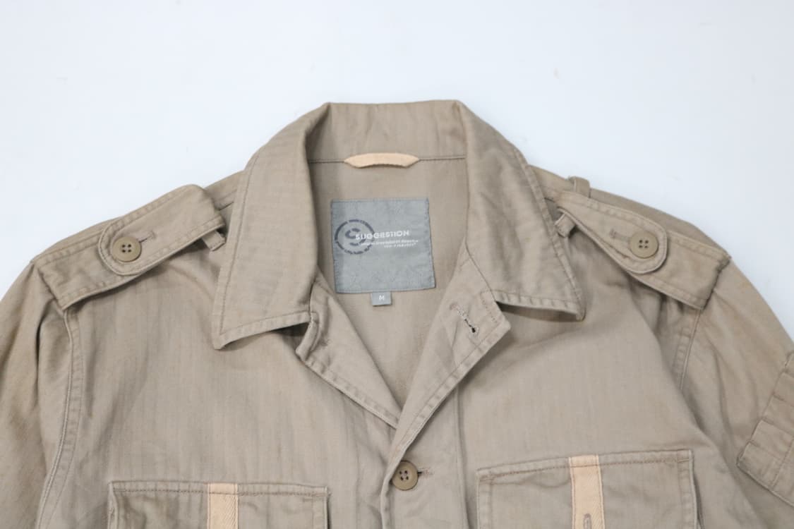 SUGGESTION 서제스션  빈티지 헤링본 트윌 사파리 자켓 M 상품이미지3