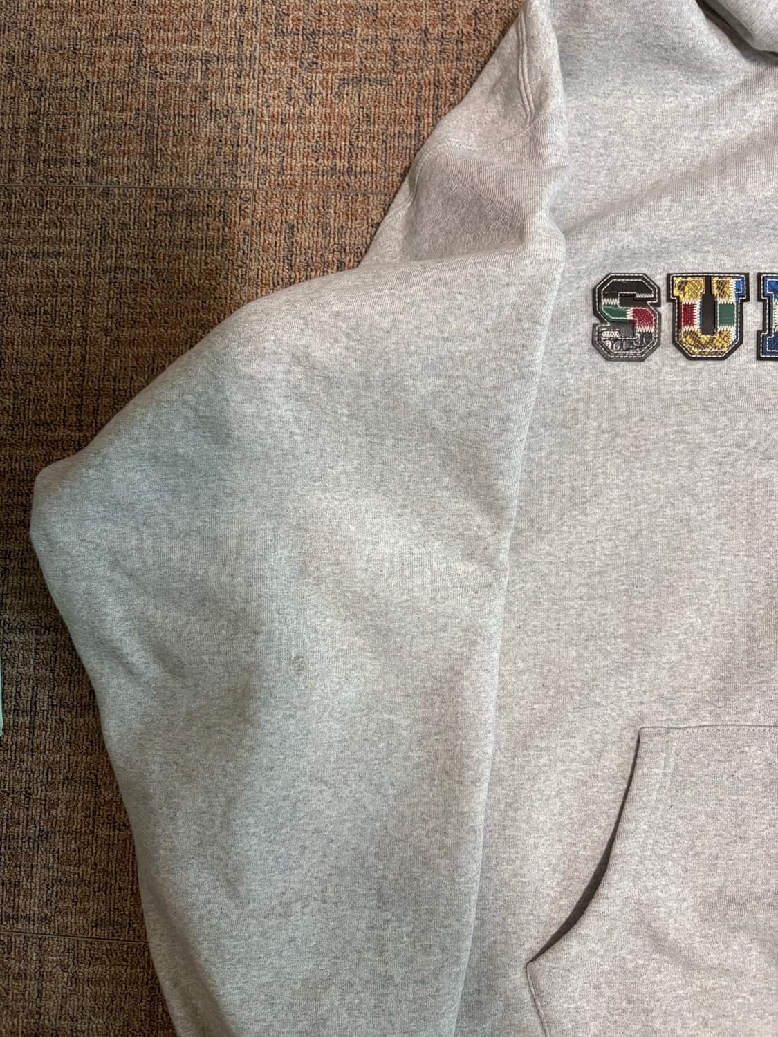 2XL - 슈프림 컬리지에이트 패치워크 후드 헤더 그레이 상품이미지4