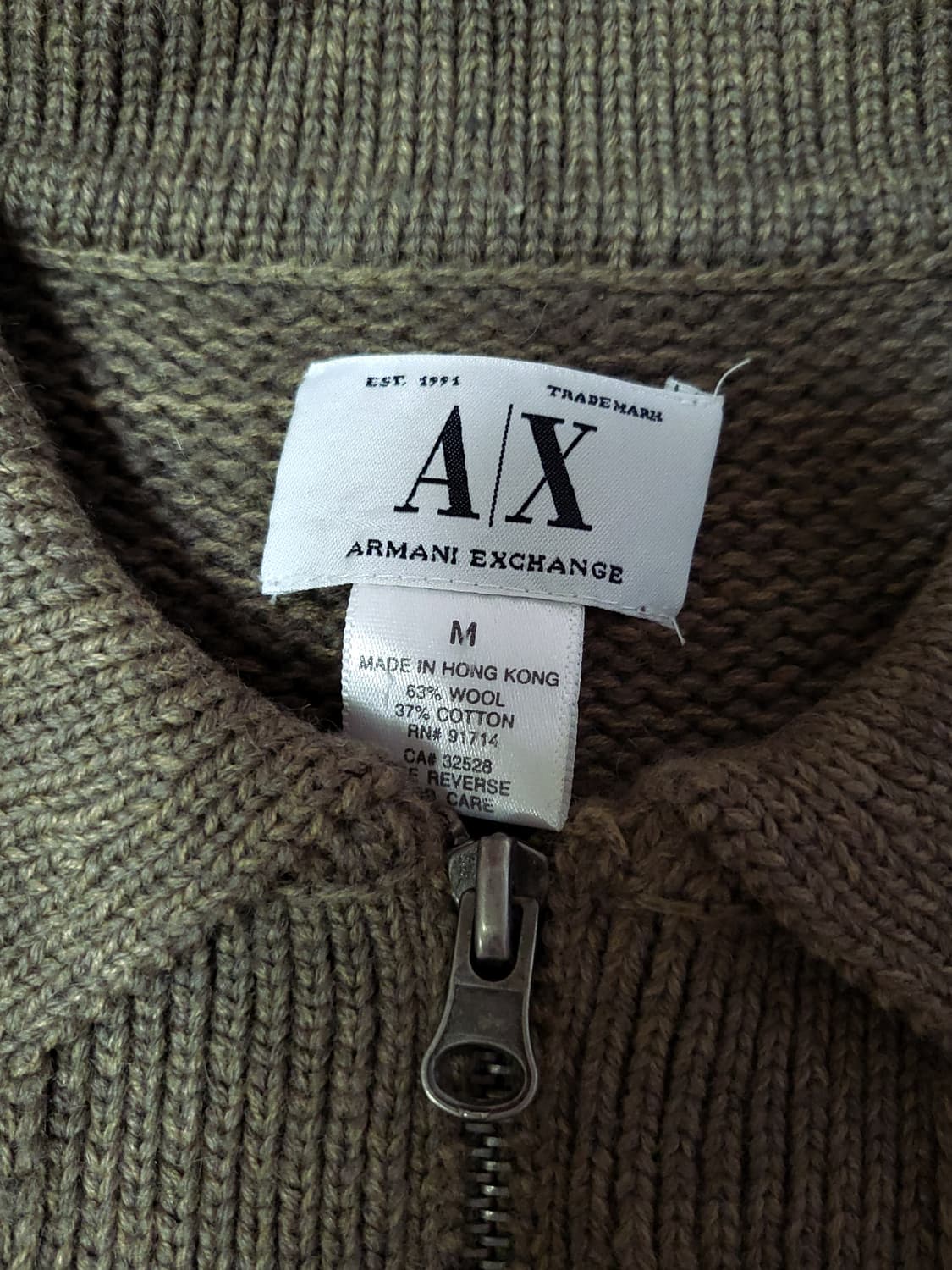 아르마니 익스체인지 빈티지 니트 집업 : 카키 브라운 상품이미지2