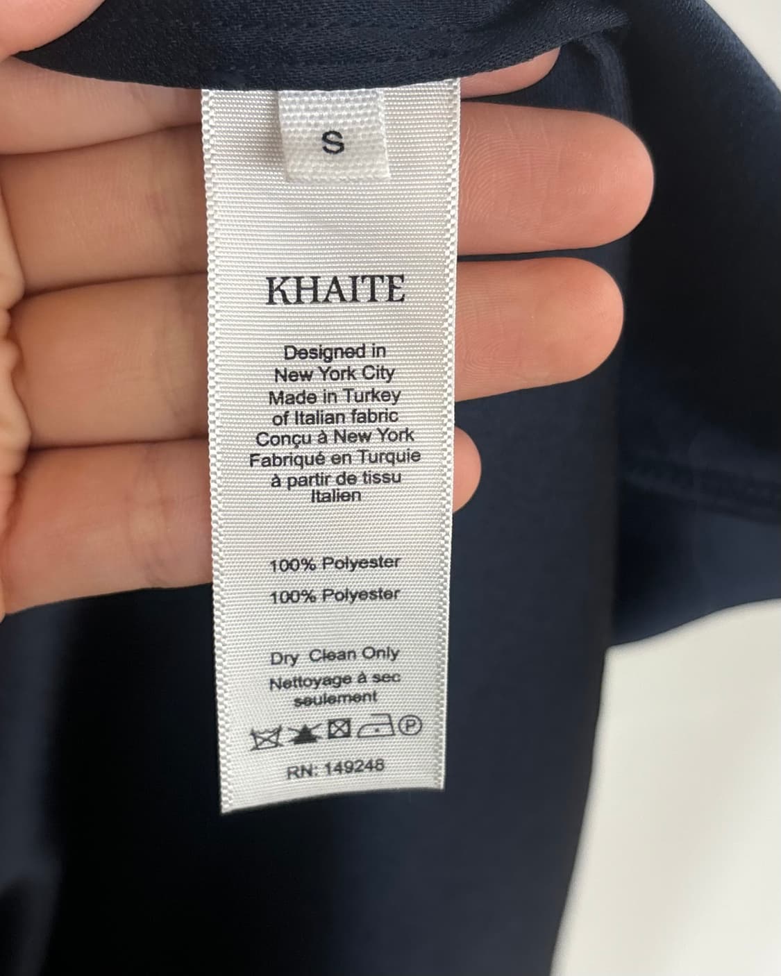 케이트 러플 하이넥 네이비 실크 블라우스 상품이미지8