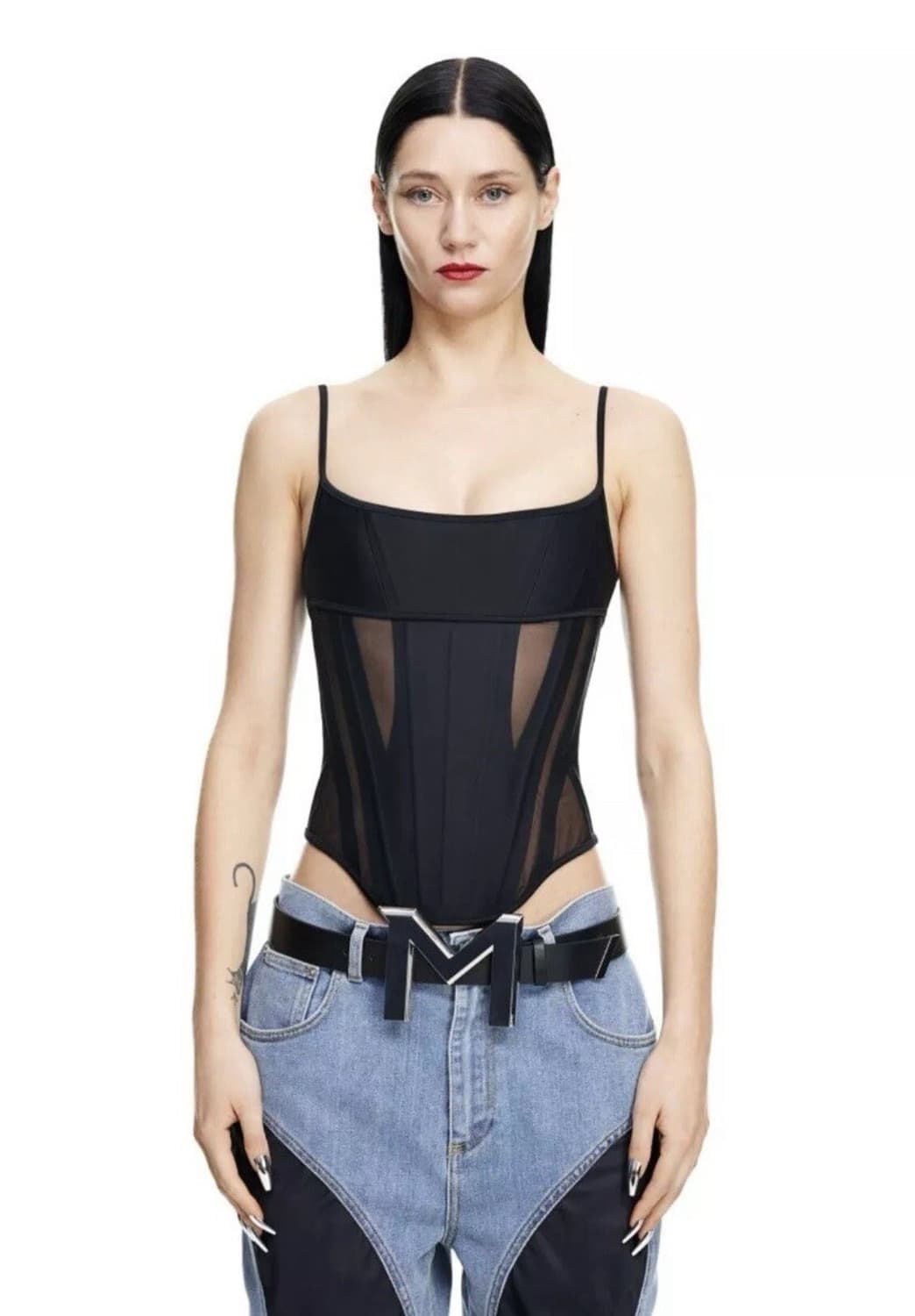 Mugler X H&M Mesh-paneled Corset Top 상품이미지2
