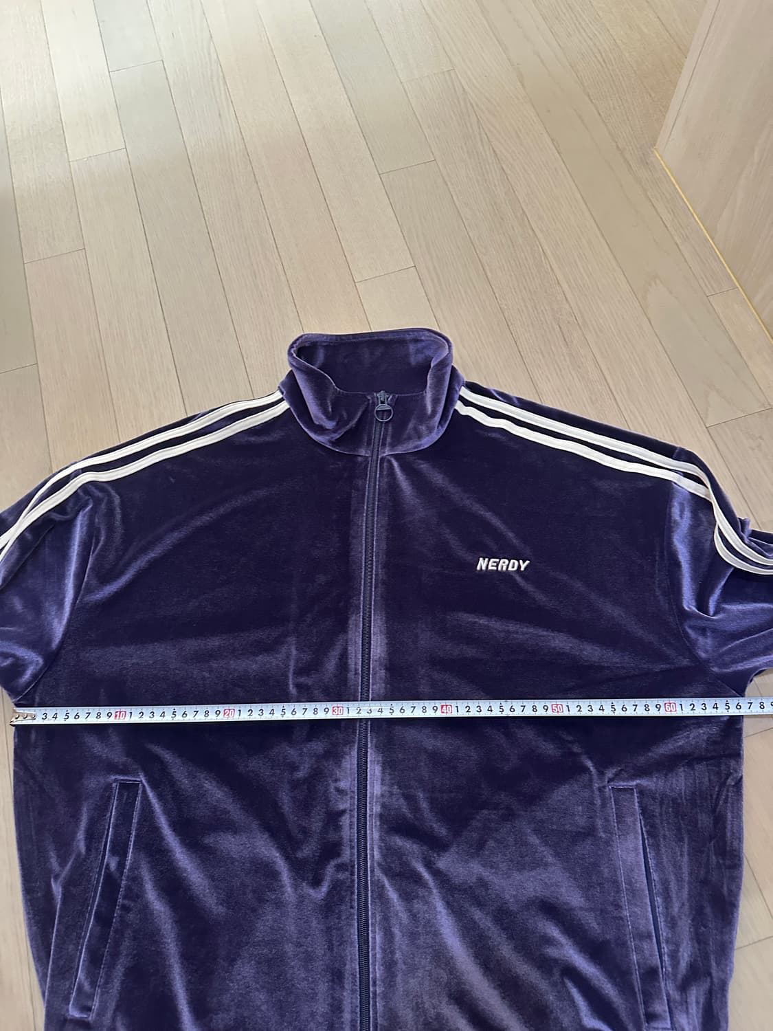 널디 벨벳 져지 트랙자켓 퍼플 보라 L 상품이미지3