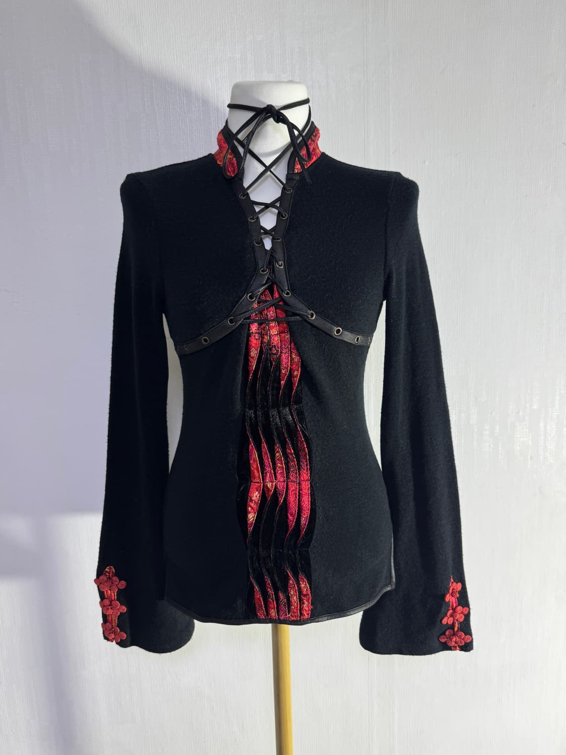 Ozz on 오리엔탈 패턴 니트 탑 y2k 고딕 상품이미지2