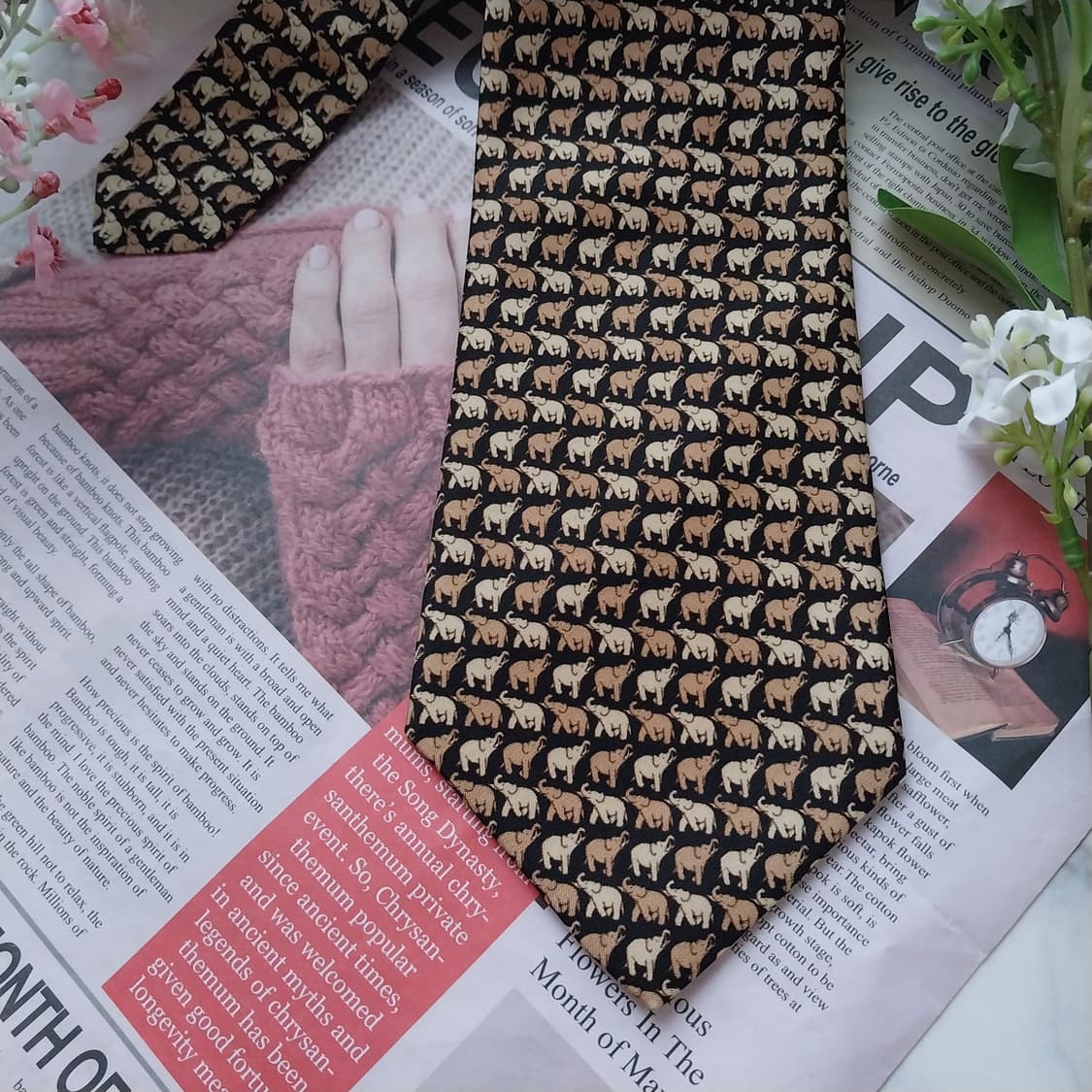 짐톰슨 실크 블랙 코끼리 패턴 넥타이 9.2cm A등급 K1682
 상품이미지5