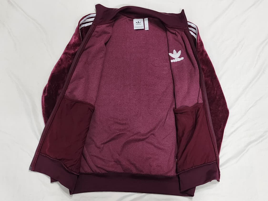 아디다스 올드스쿨 벨벳 버건디 트랙 자켓 져지 상품이미지5