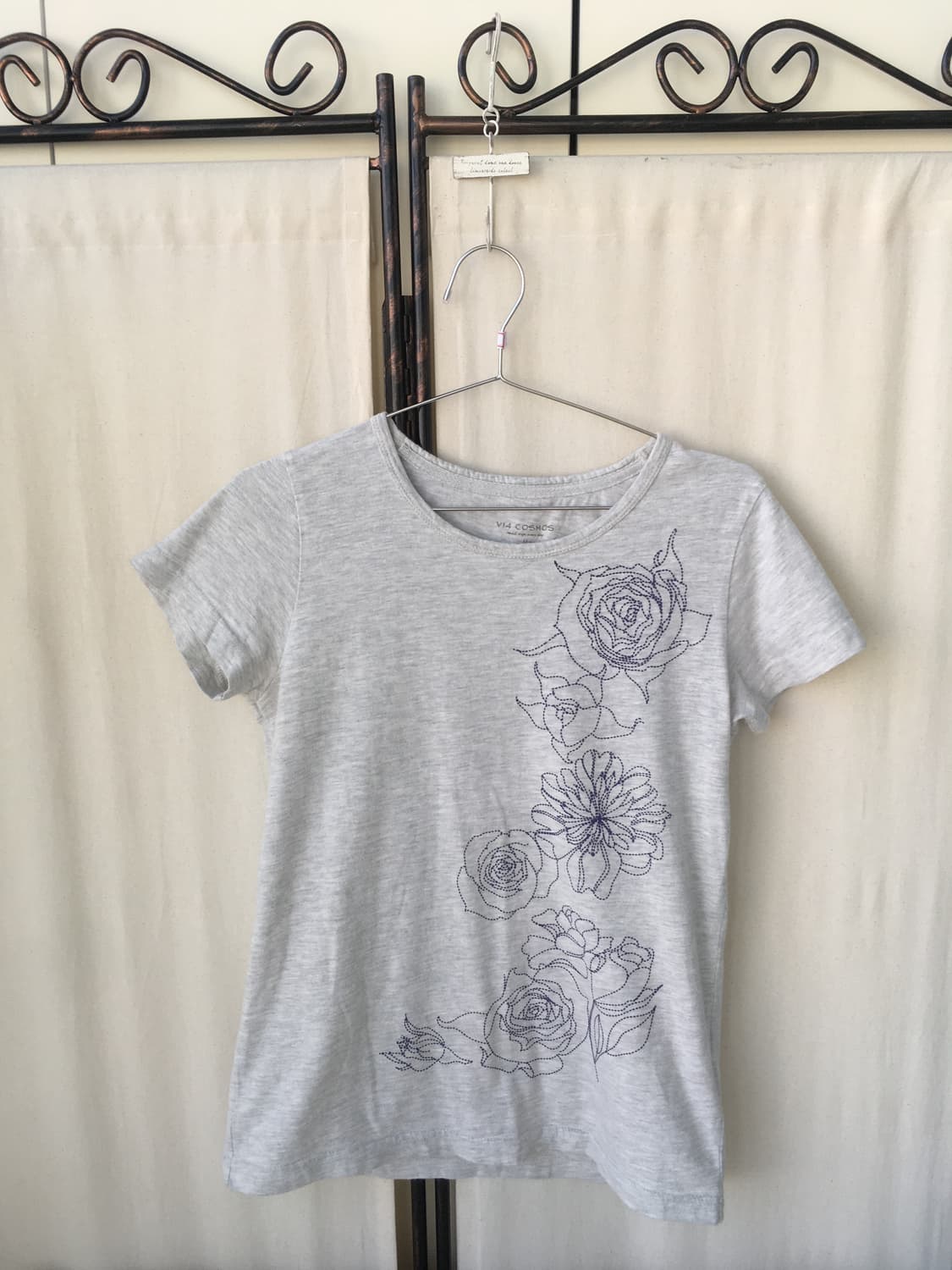jpn vintage melange gray rose printing  상품이미지6