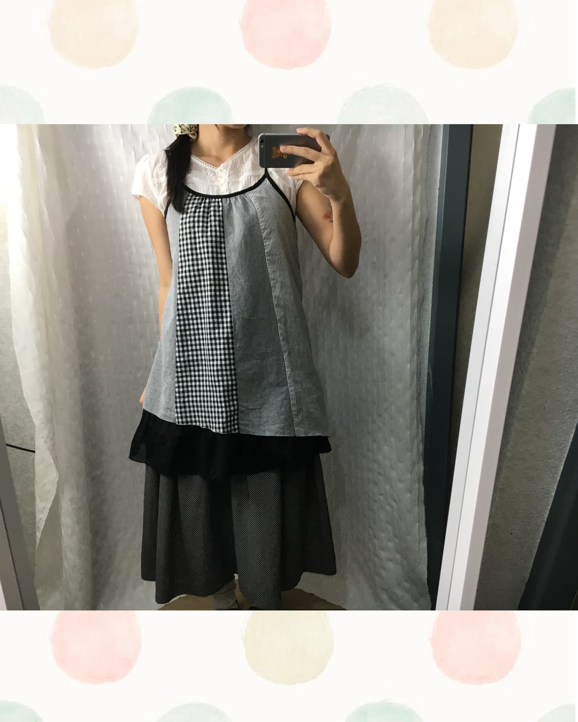 블랙 그레이 체크 슬리브리스 상품이미지1