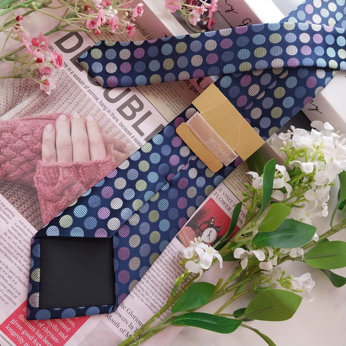 마이클코어스 블루 도트 패턴 넥타이 8.4cm 새상품 K2420 상품이미지4