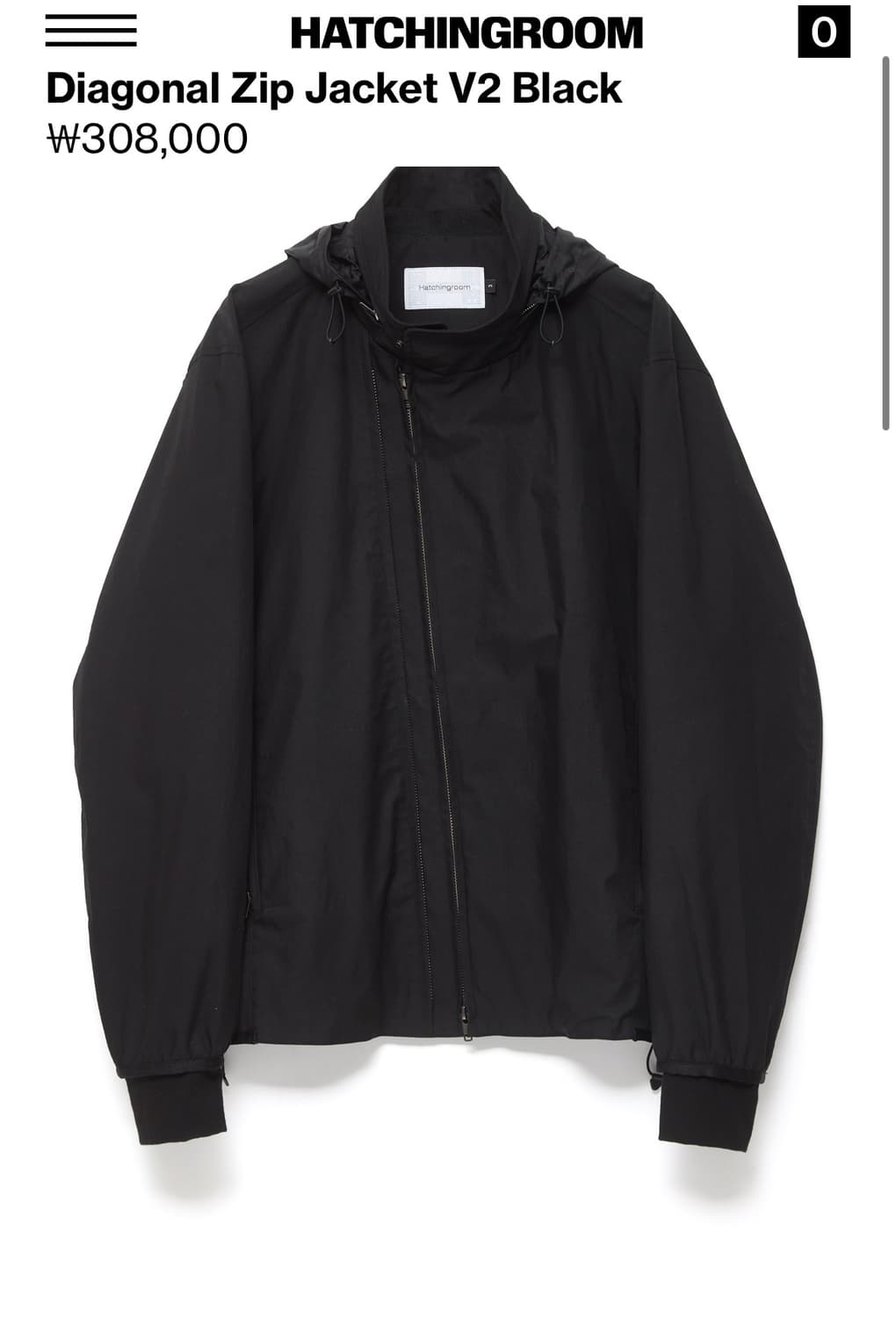 해칭룸  Diagonal Zip Jacket V2 Black - 4(L) 상품이미지2