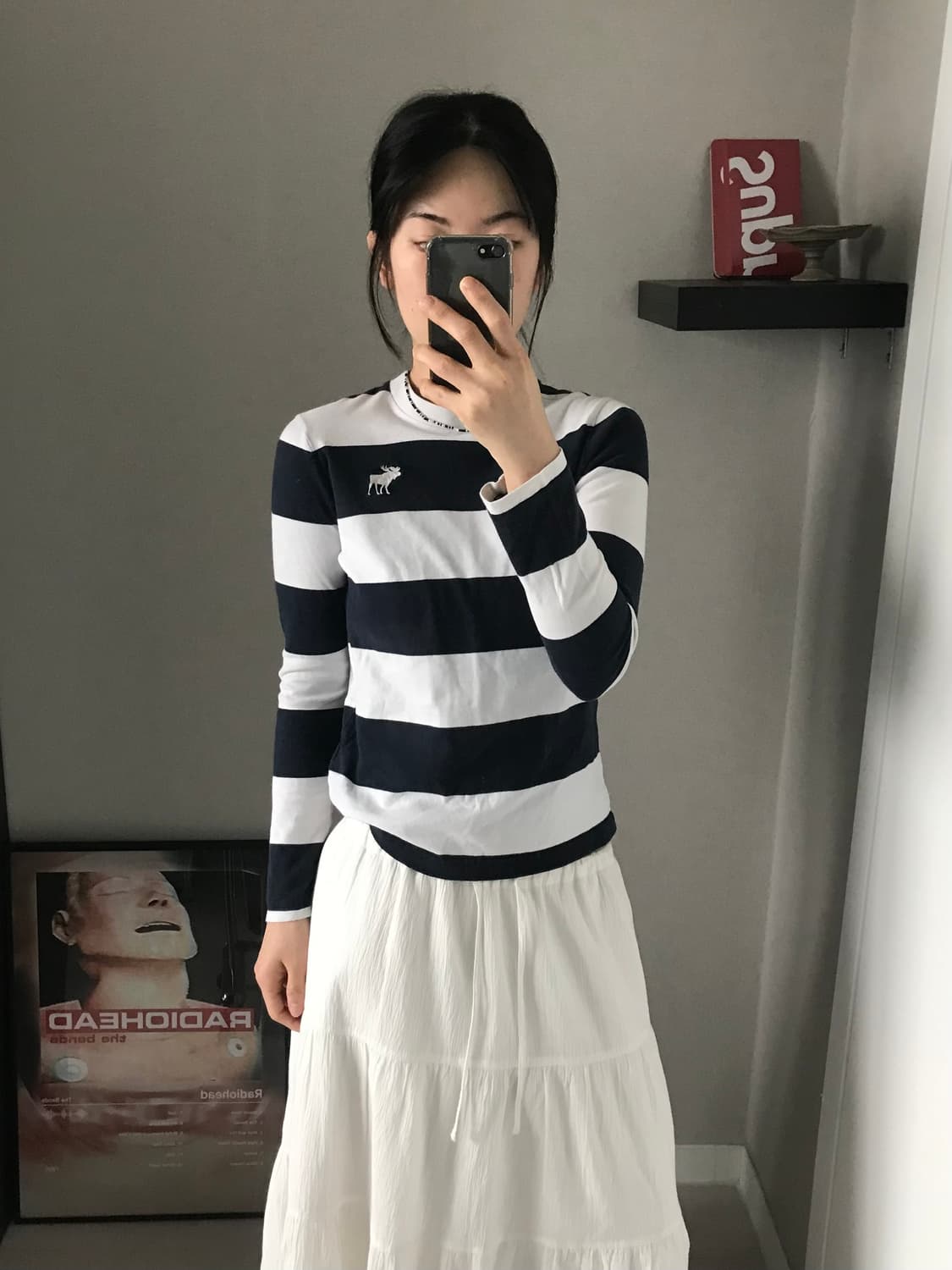 아베크롬비 산양 로고 단가라 긴팔 슬리브티 상품이미지2