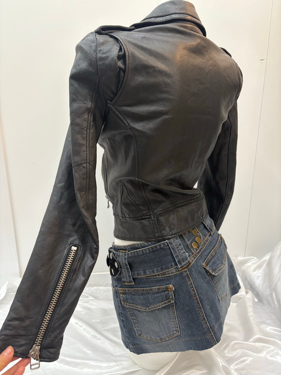 Y2K 램스킨 레더 자켓 상품이미지5