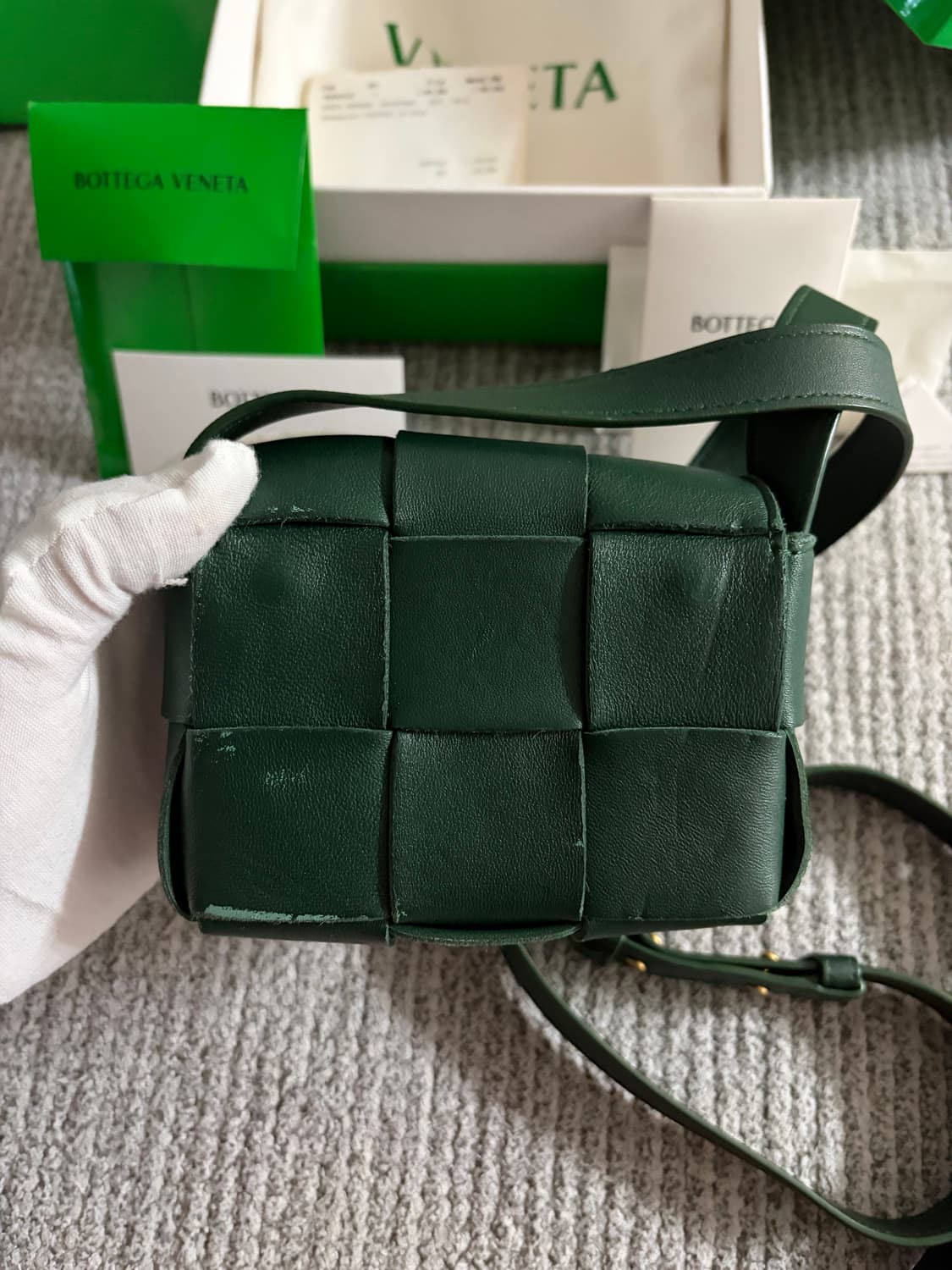 (영수증포함 풀구성) 보테가베네타 미니 카세트백 딥그린 상품이미지3