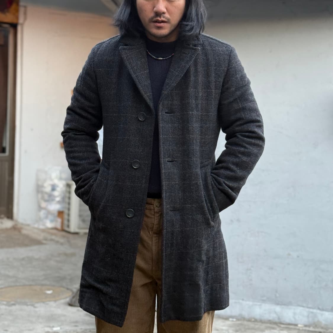 휴고보스 글랜체크 트위드 울 코트 95-100 상품이미지7