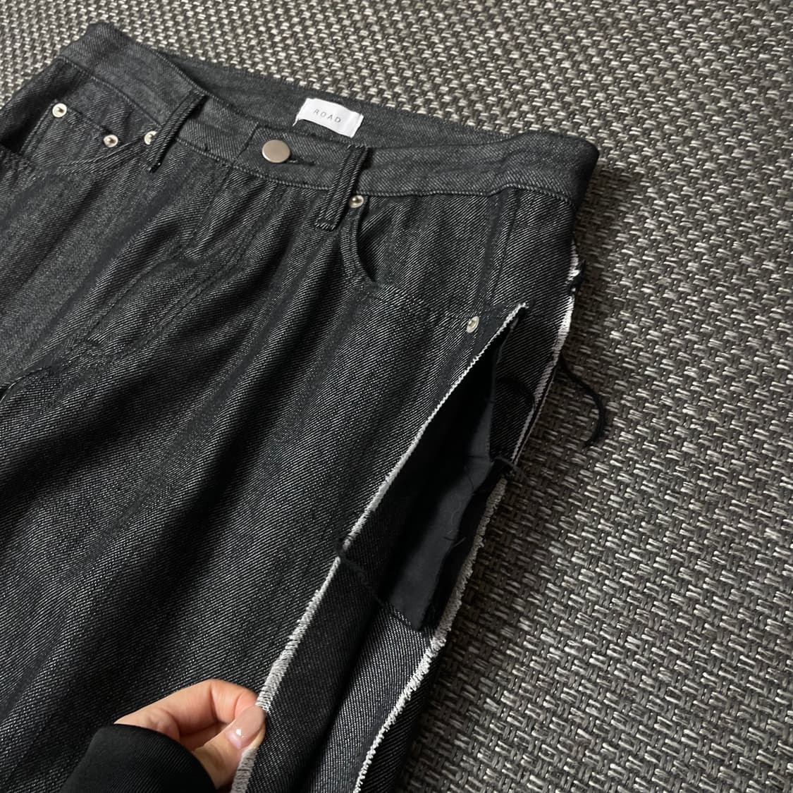 (29) ROAD 흑청 사이드 데미지 포인트 데님 팬츠 S 상품이미지5