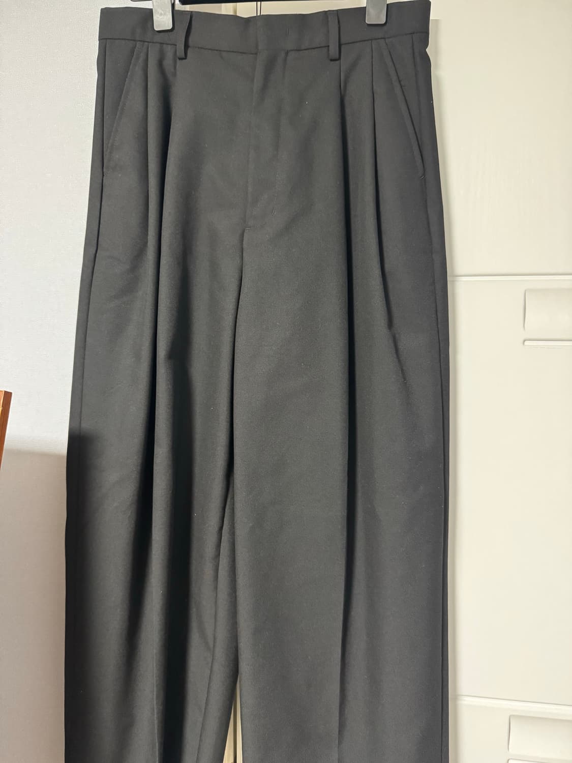 넌블랭크 더블 핀턱 와이드 슬랙스 블랙 M 상품이미지3