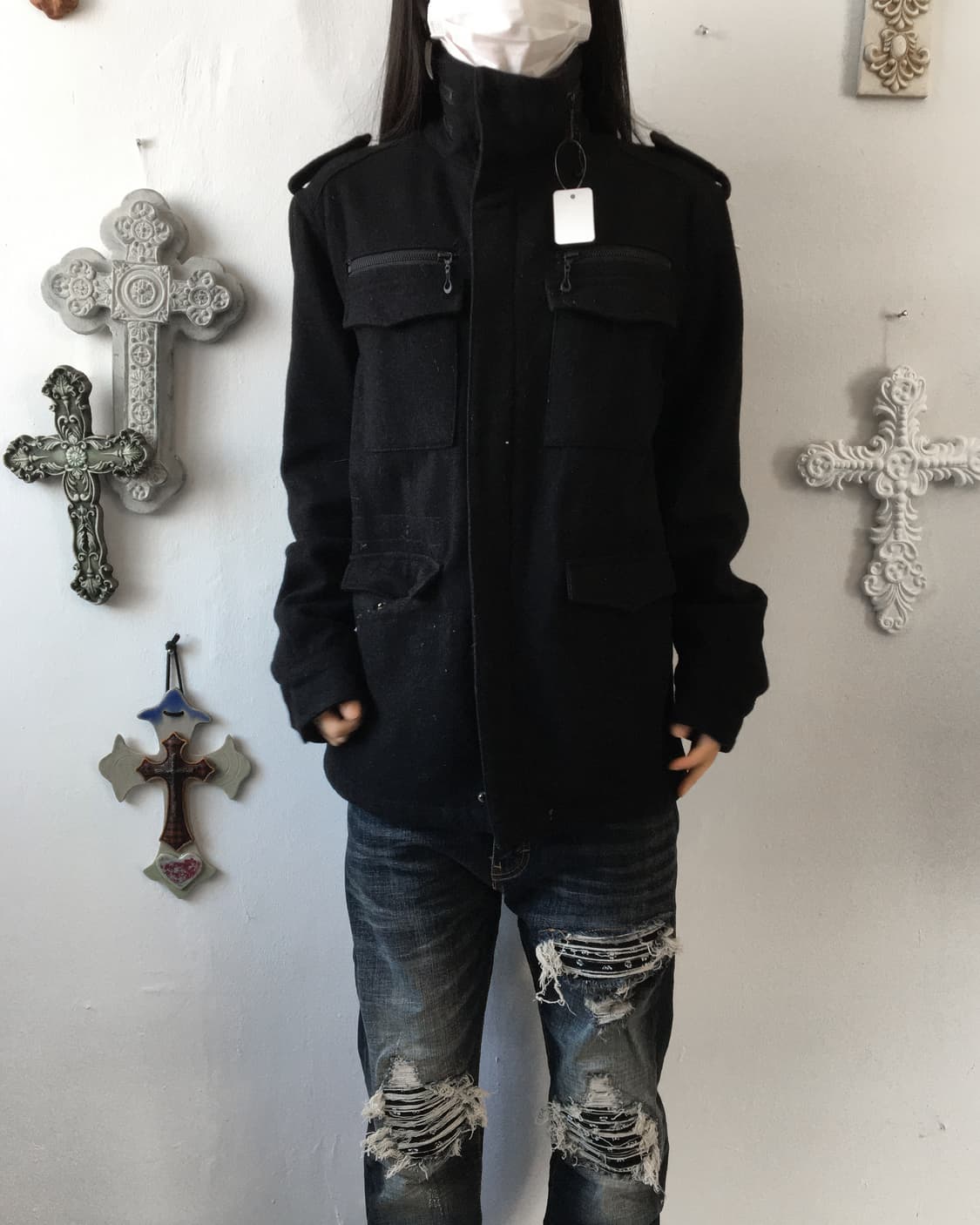 Multi pocket woolen high neck jacket 상품이미지10