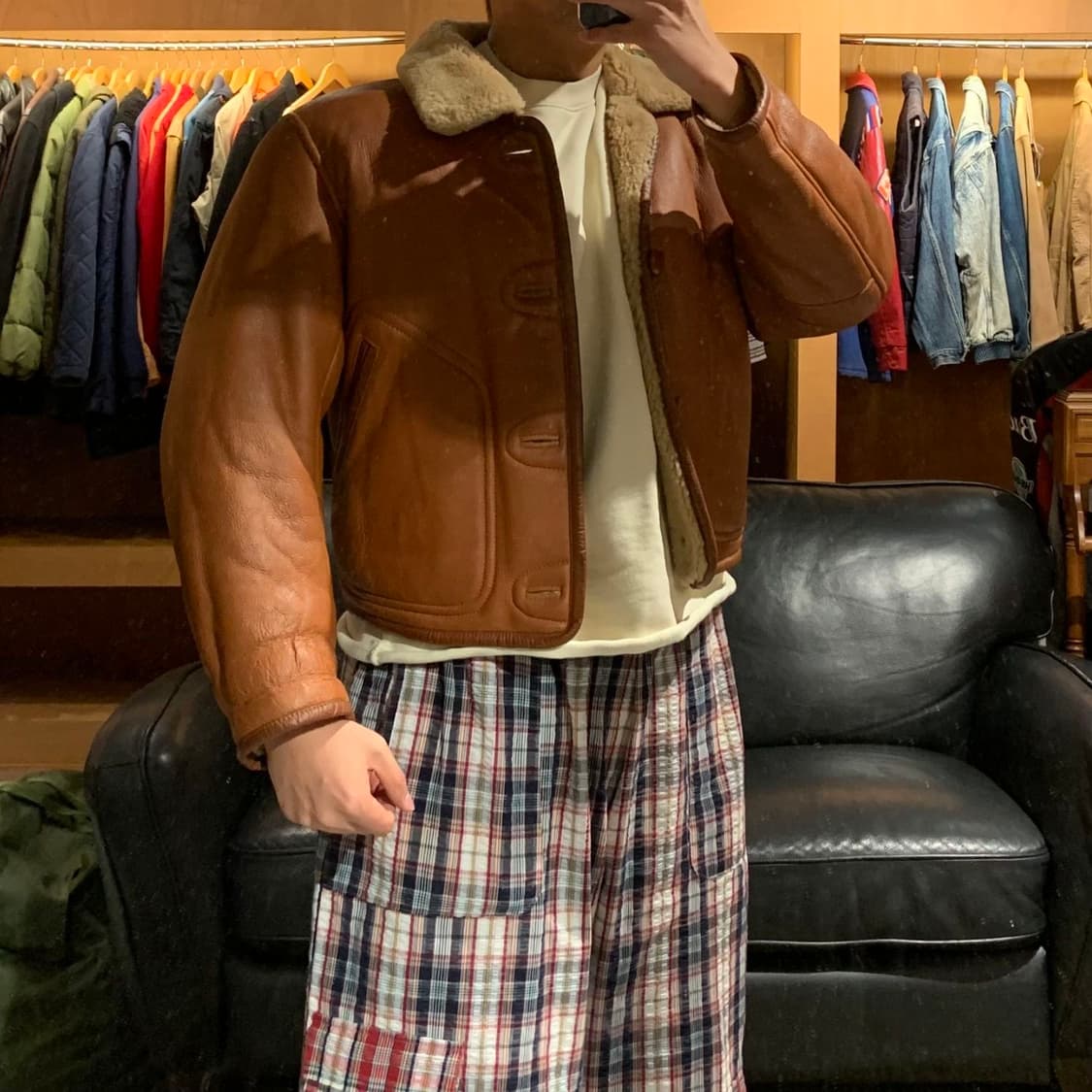 오리지널 00s 양가죽 양털 숏 무스탕 자켓 M 100 상품이미지2