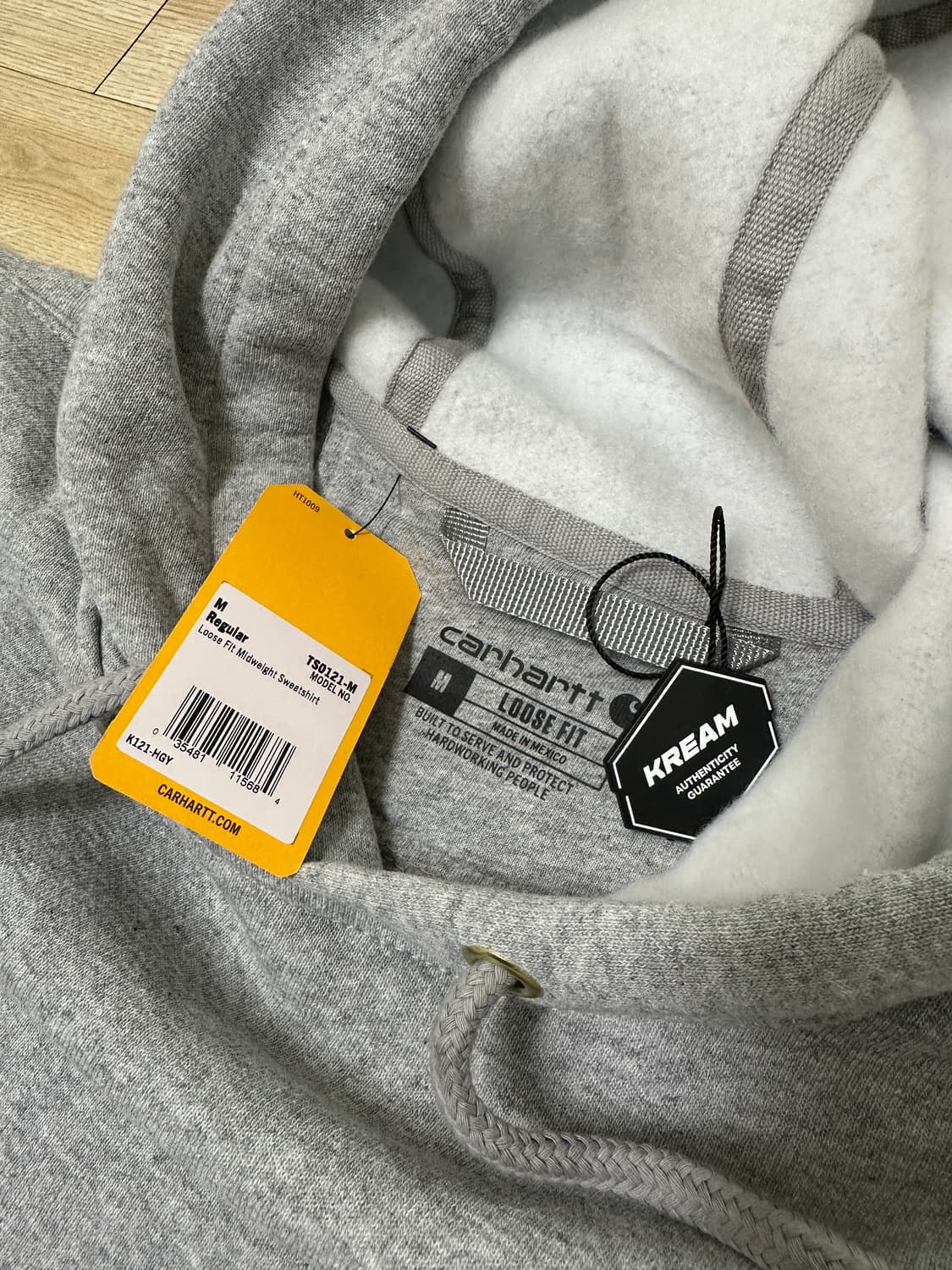 칼하트 루즈핏 미드웨이트 레귤러 후드 헤더그레이 상품이미지4