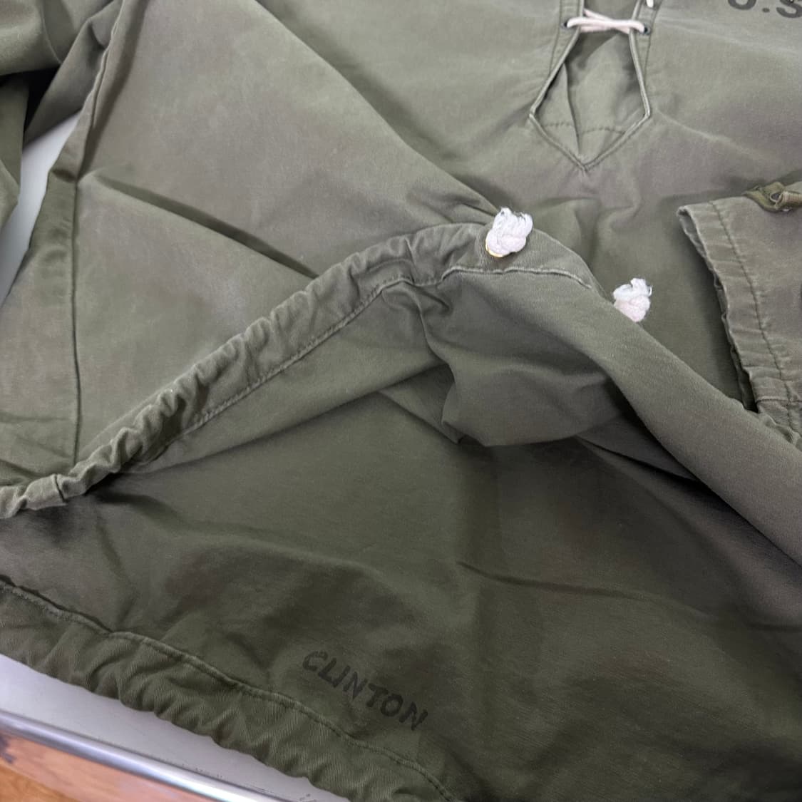 M-L 빈티지 UNCLE FU 카키 로브넥 USN 유틸리티후드 상품이미지5