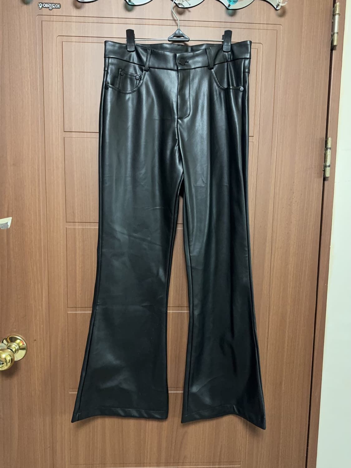 빈티지 쉬인 에이블리 블랙 레더 부츠컷 가죽 기모 팬츠 상품이미지2