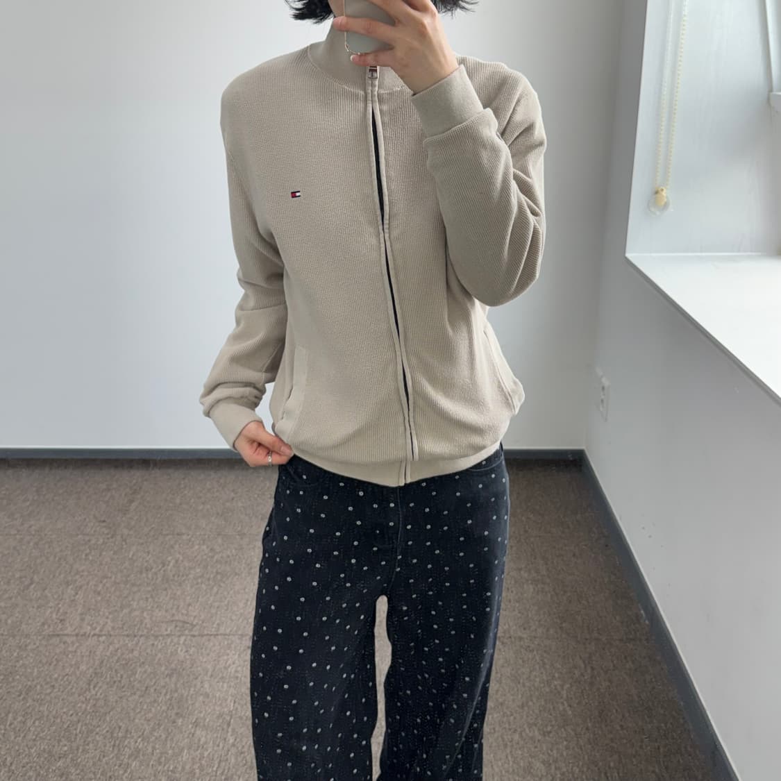 Tommy Hilfiger 타미힐피거 베이지 니트 리버시블 집업 상품이미지1