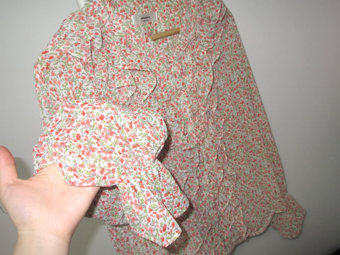 빈티지 플라워 쉬폰 러플 블라우스 상품이미지3