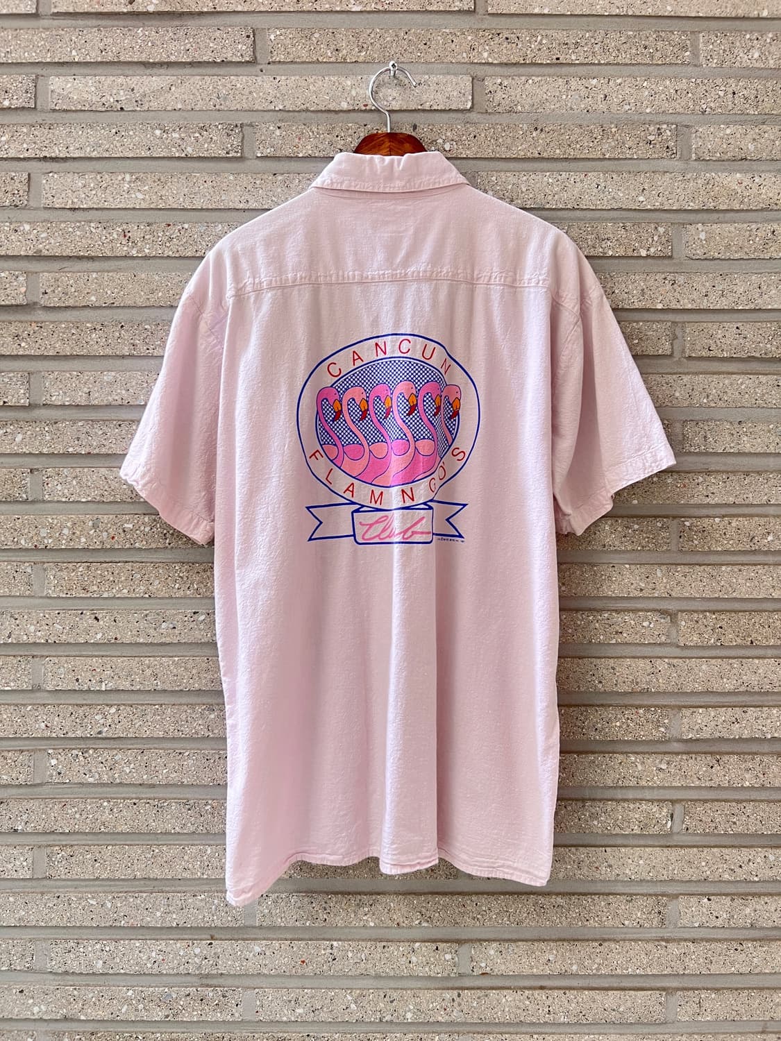 [L]80's USA 빈티지 CANCUN 플라밍고 프린팅 셔츠 상품이미지2