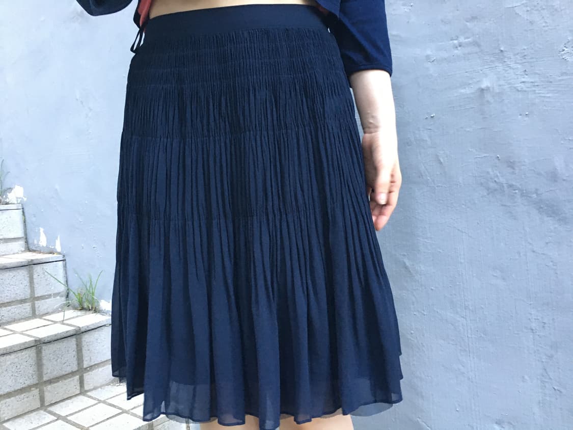 navy pleated chiffon skirt 상품이미지3