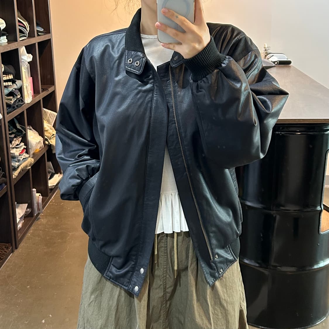 블랙 하이넥 블루종 자켓 상품이미지7