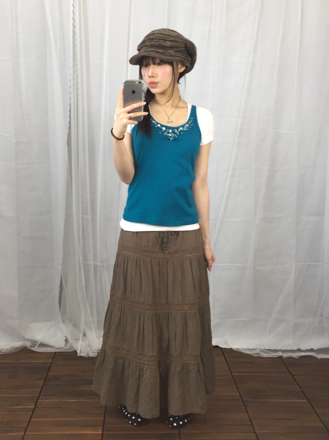 JPN Brown Tiered Skirt 상품이미지3