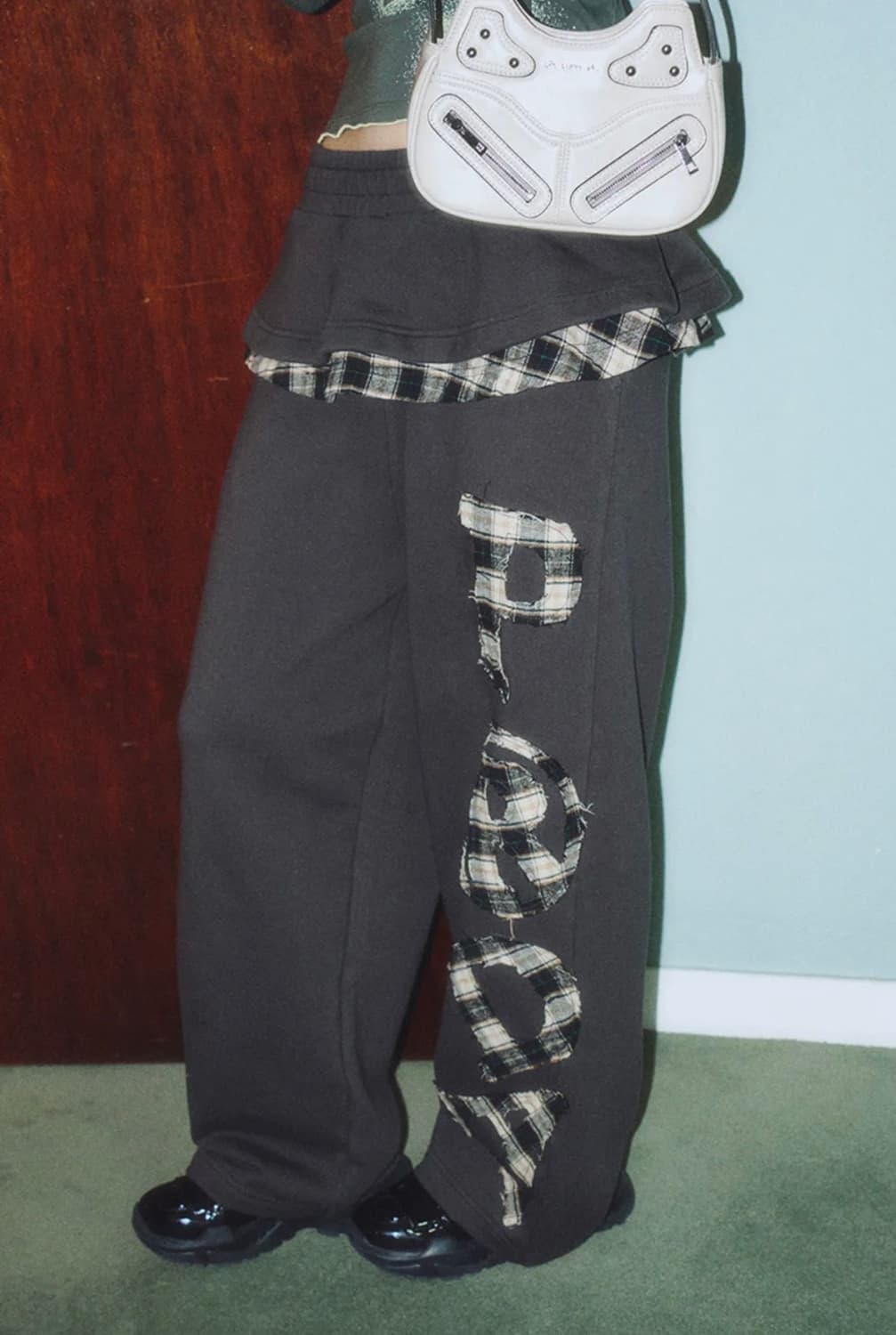 프렌다 프릴 스커트 와이드 팬츠 다크차콜 상품이미지1