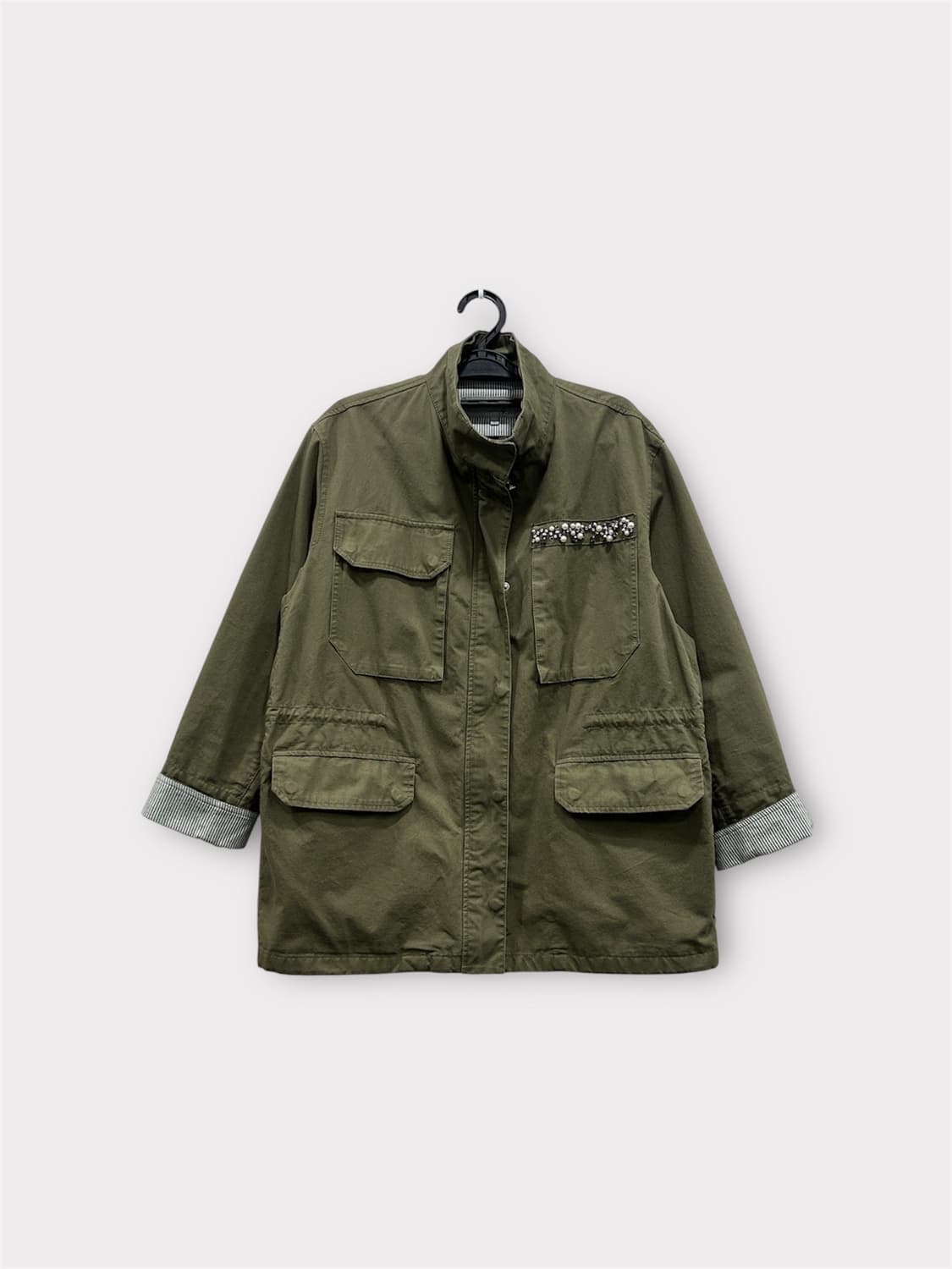 [55] 지컷 프린팅 카키 야상 점퍼 여성 55 상품이미지1